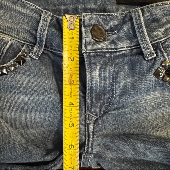 Black Orchid Hurricanea Studded Skinny Jeans Blue Distress Size 25 Edgy Rocker - Picture 12 of 17